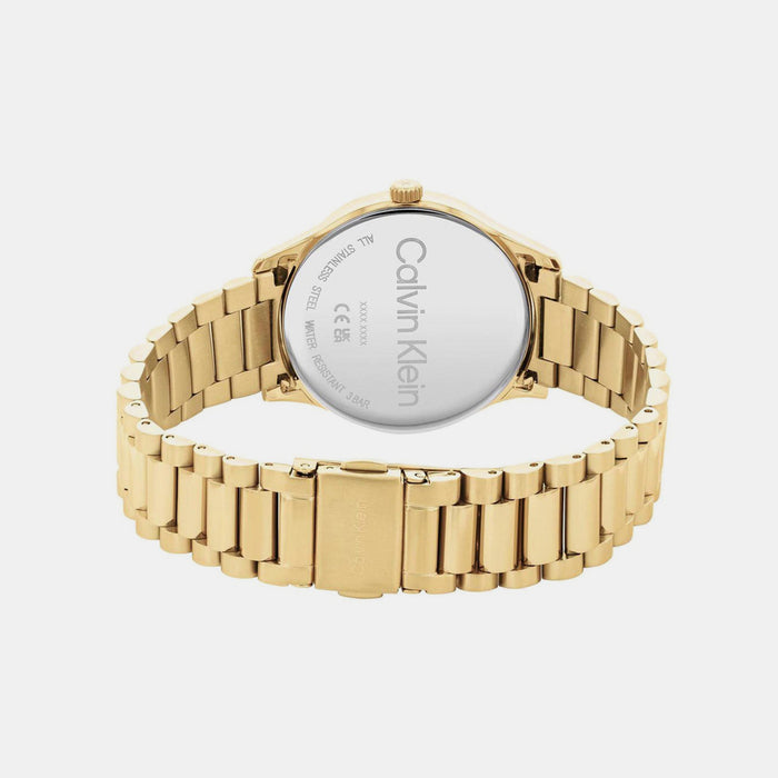 Ck Iconic Unisex Quartz Champagne Dial Analog Stainless Steel Watch 25200043