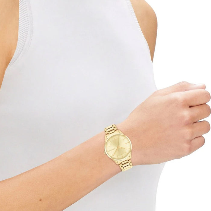 Ck Iconic Unisex Quartz Champagne Dial Analog Stainless Steel Watch 25200043