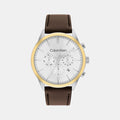 Ck Infinite Men Quartz Silver Dial Multi-Function Leather Watch 25200381