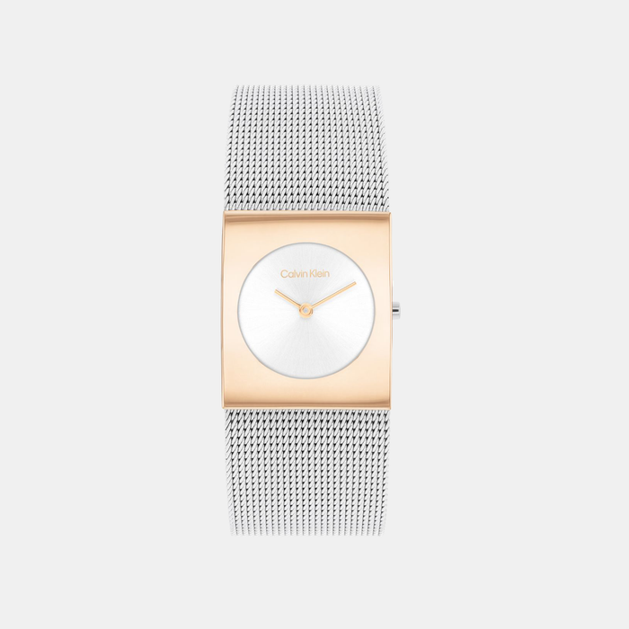 Calvin Klein Rectangular Silver White Analog watch