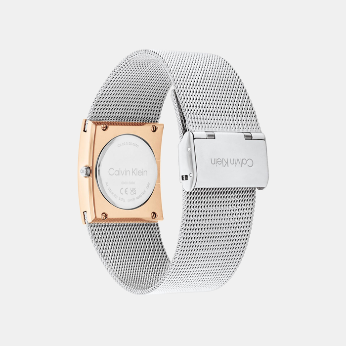 Calvin Klein Women Rectangular Silver White watch