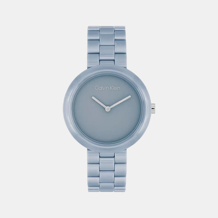 Ck Pure Women Quartz Blue Dial Analog Ceramic Watch 25100074