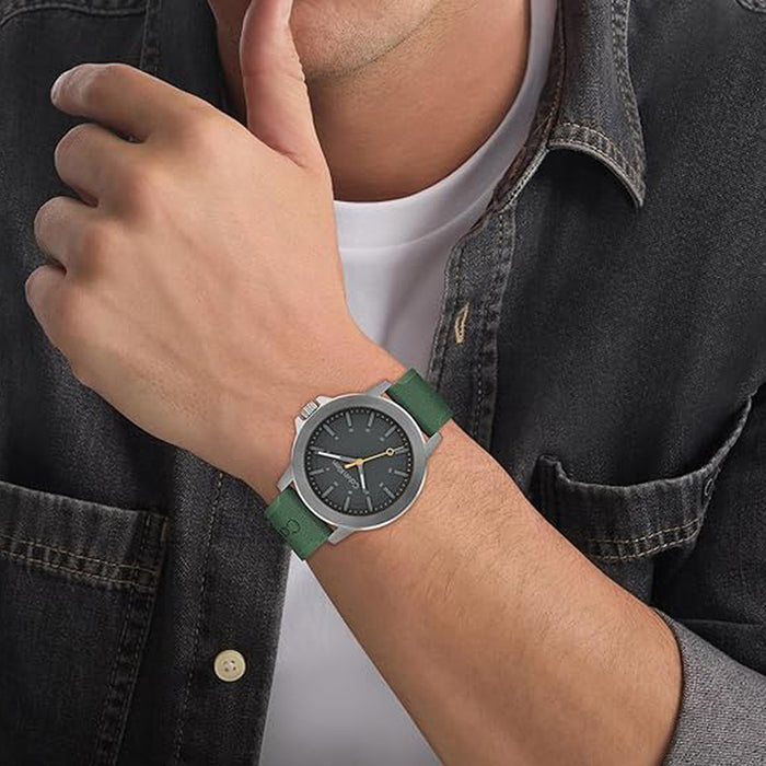Ck Reset Men Quartz Grey Dial Analog Silicone Watch 25200472