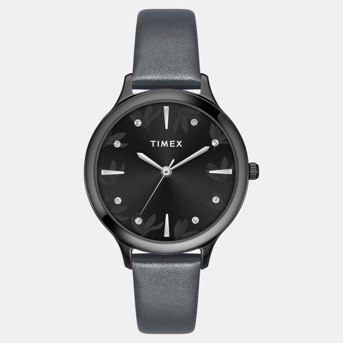Classics Women Quartz Black Dial Analog Leather Watch TWTL12109