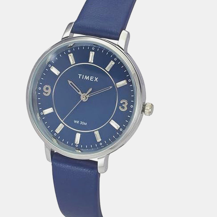 Classics Women Quartz Blue Dial Analog Leather Watch TWEL15818