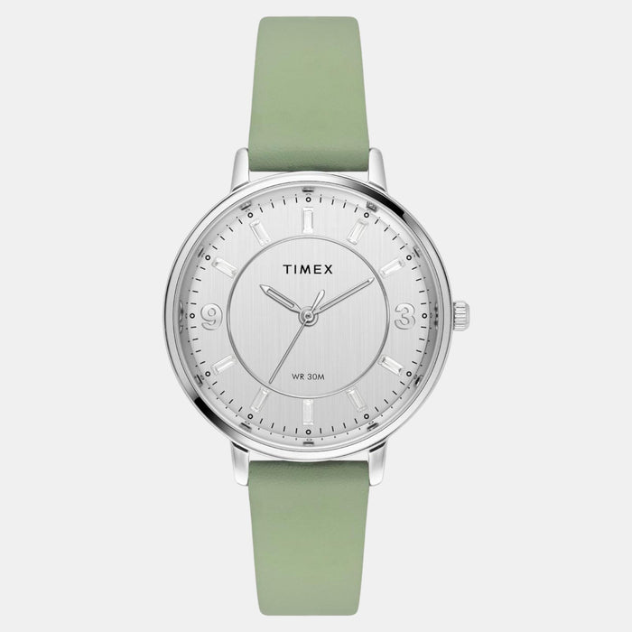 Classics Women Quartz Silver Dial Analog Leather Watch TWEL15815
