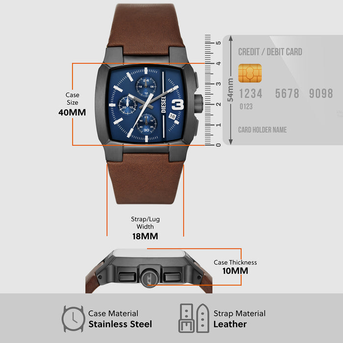 Diesel Leather Blue watch