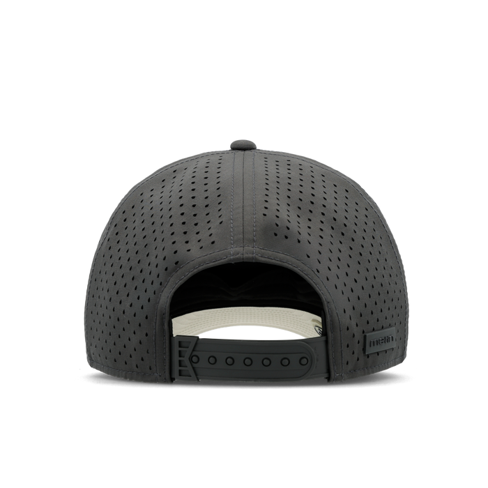 The back view of the melin Vintage Fit Compass Hydro hat in faded black