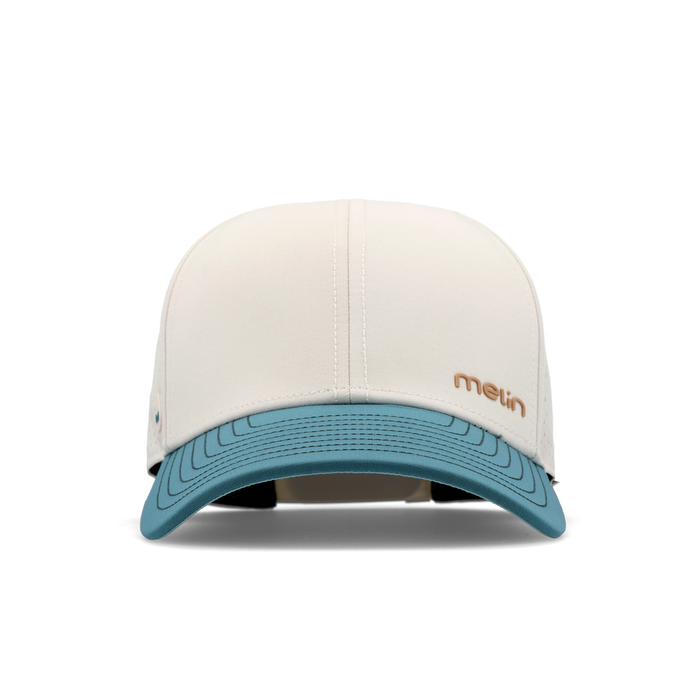 The frontal view of the melin Vintage Fit Compass Hydro hat in riverwalk