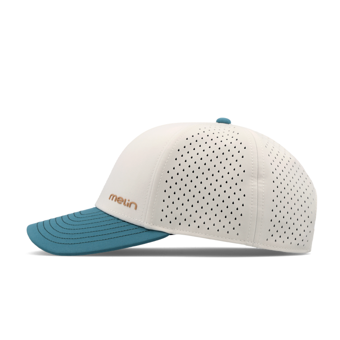 The side view of the melin Vintage Fit Compass Hydro hat in riverwalk