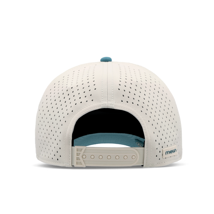 The back view of the melin Vintage Fit Compass Hydro hat in riverwalk