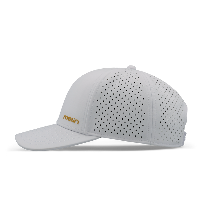 The side view of the melin Compass Hydro  Vintage Fit in  White / Gum