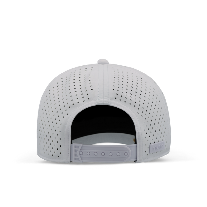 The back view of the melin Compass Hydro  Vintage Fit in  White / Gum