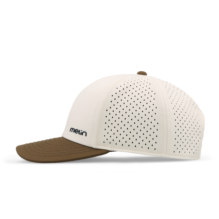 The side view of the melin Compass Hydro  Vintage Fit in  Yellow Jacket