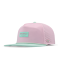 The angled view of the melin Split Crushed Fit Coronado Brick Hydro hat in south beach