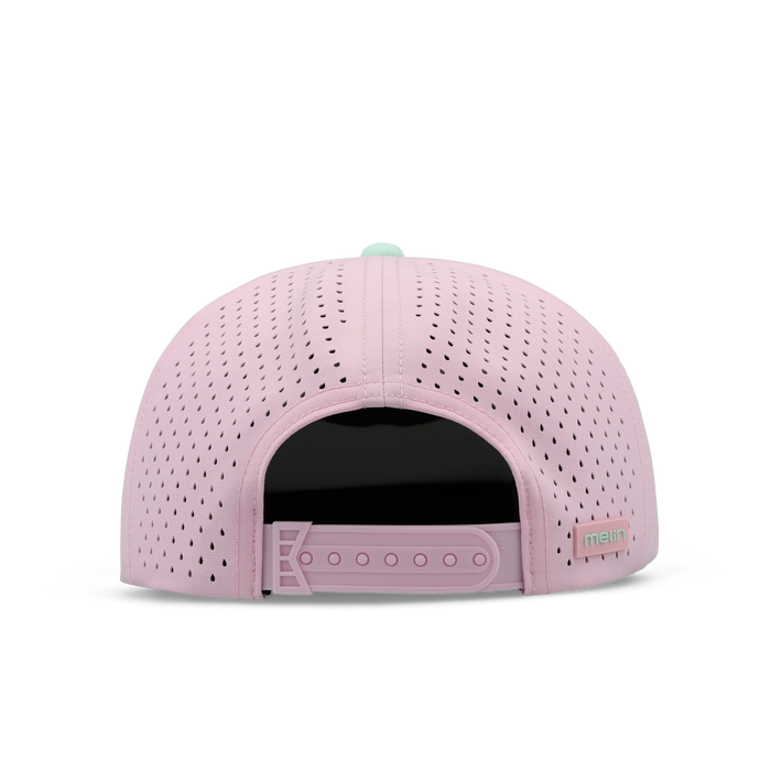The back view of the melin Split Crushed Fit Coronado Brick Hydro hat in south beach