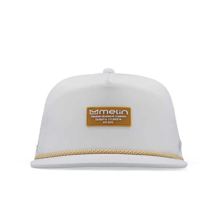 The front view of the melin Coronado Brick Hydro  Split Crushed Fit in  White / Gum