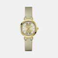 Crystal Clear Women Quartz Champagne Dial Analog Leather Watch GW0535L4