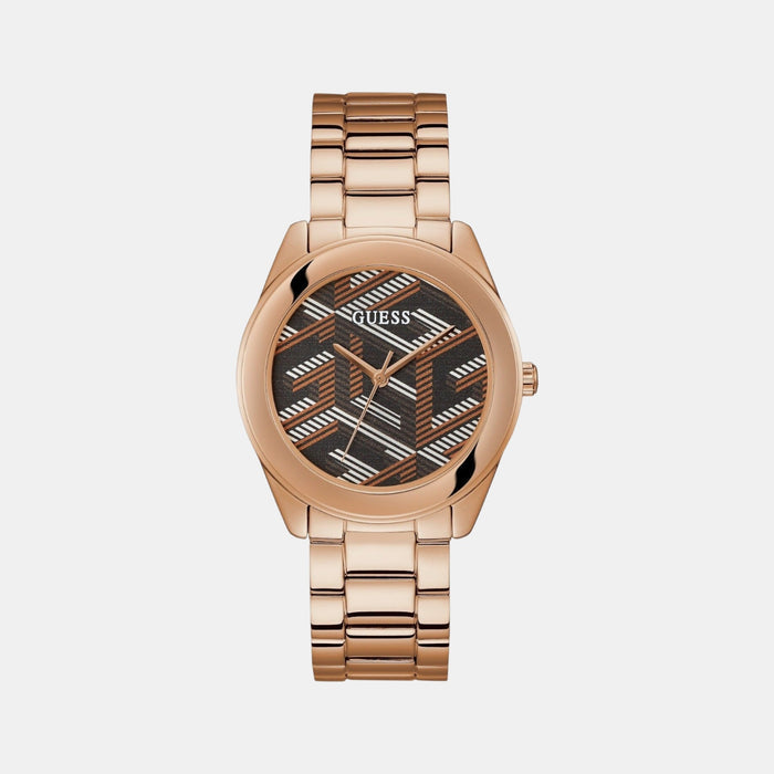 Cubed Women Quartz Brown Dial Analog Stainless Steel Watch Gw0607L3