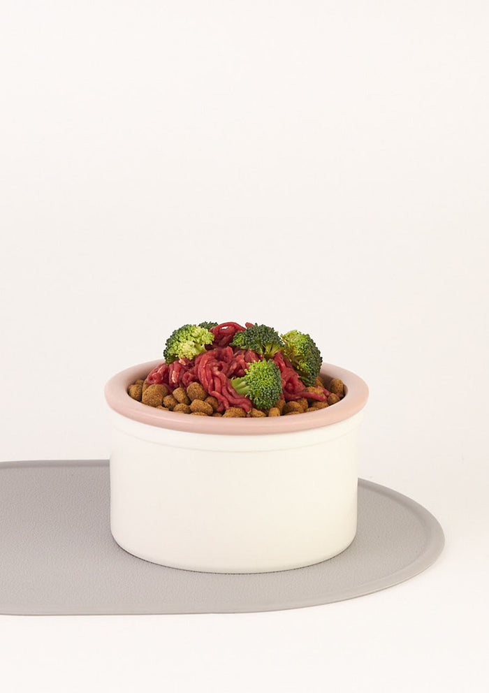 Dog Bowl Set - White & Pink