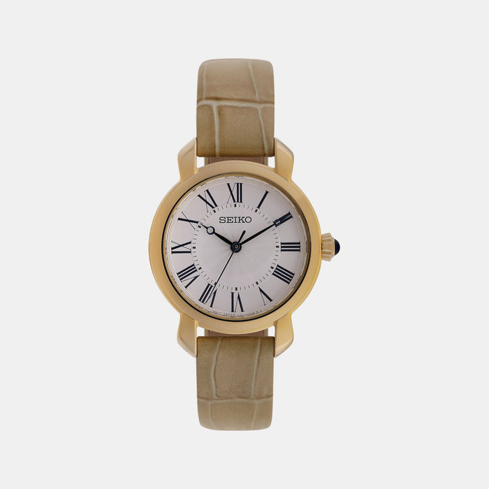 Dress Women Quartz White Dial Analog Leather Watch SUR626P3