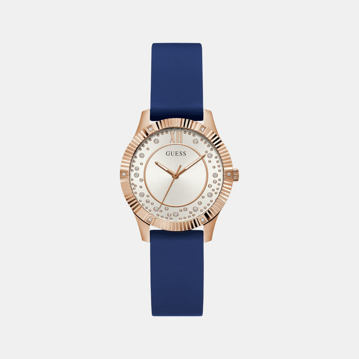Dress Women Quartz White Dial Analog Silicone Watch GW0766L4