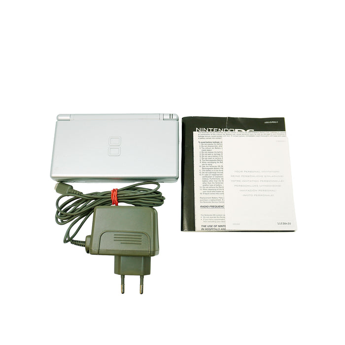 Nintendo DS Lite Handheld-Konsole in Originalverpackung - Produktfoto alle Inhalte