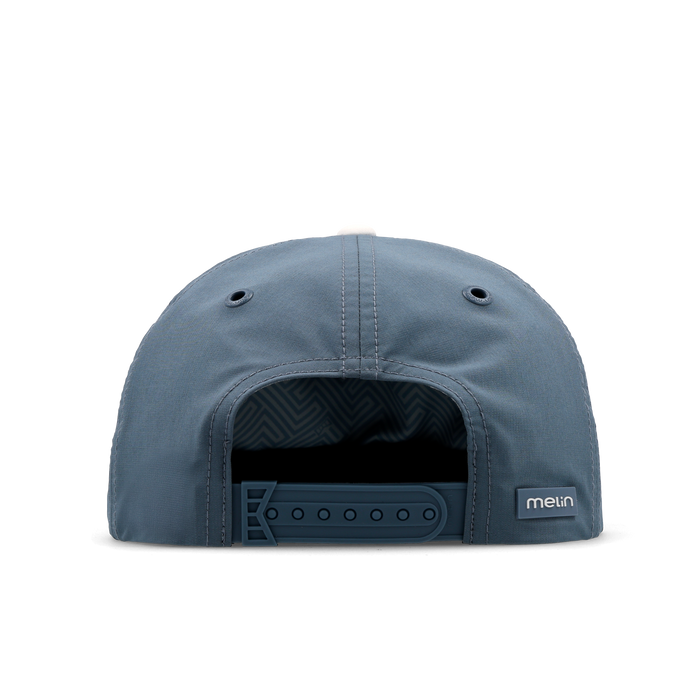 The back view of the melin Split Crushed Fit Eagle Icon Hydro hat in clear lake