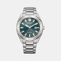 Eco-Drive Men Quartz Green Dial Analog Stainless Steel Watch BM7630-80X