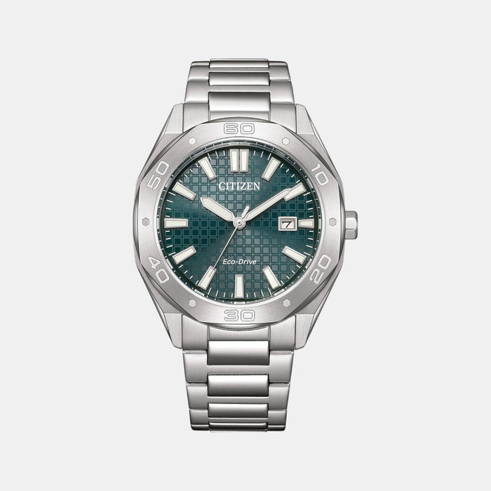 Eco-Drive Men Quartz Green Dial Analog Stainless Steel Watch BM7630-80X