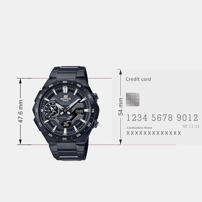 Edifice Men Quartz Black Dial Analog-Digital Stainless Steel Watch ED589