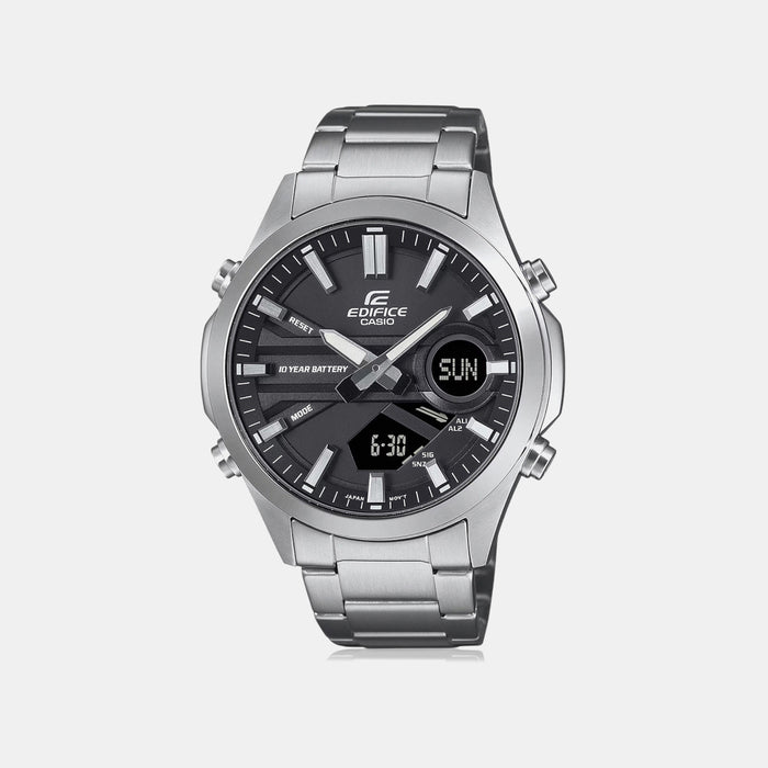 Edifice Men Quartz Black Dial Analog-Digital Stainless Steel Watch ED624
