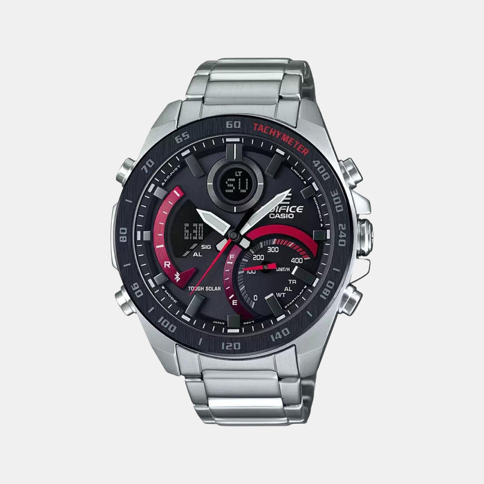 Edifice Men Quartz Black Dial Analog-Digital Stainless Steel Watch EX499