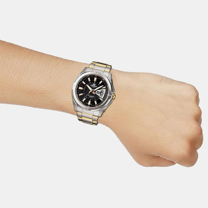 Edifice Men Quartz Black Dial Analog Stainless Steel Watch ED383