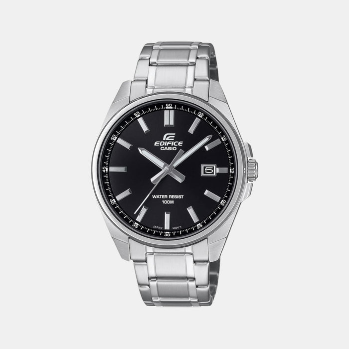Edifice Men Quartz Black Dial Analog Stainless Steel Watch ED618