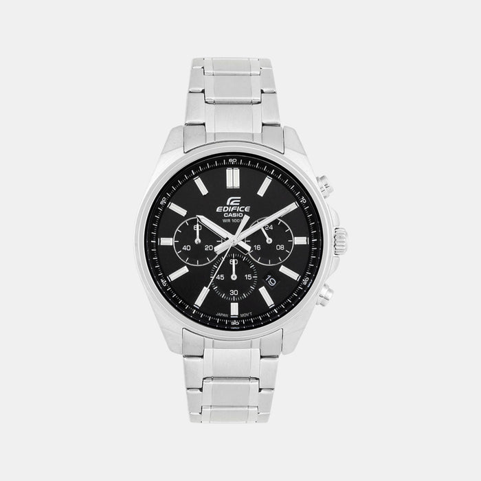 Edifice Men Quartz Black Dial Chronograph Stainless Steel Watch ED596