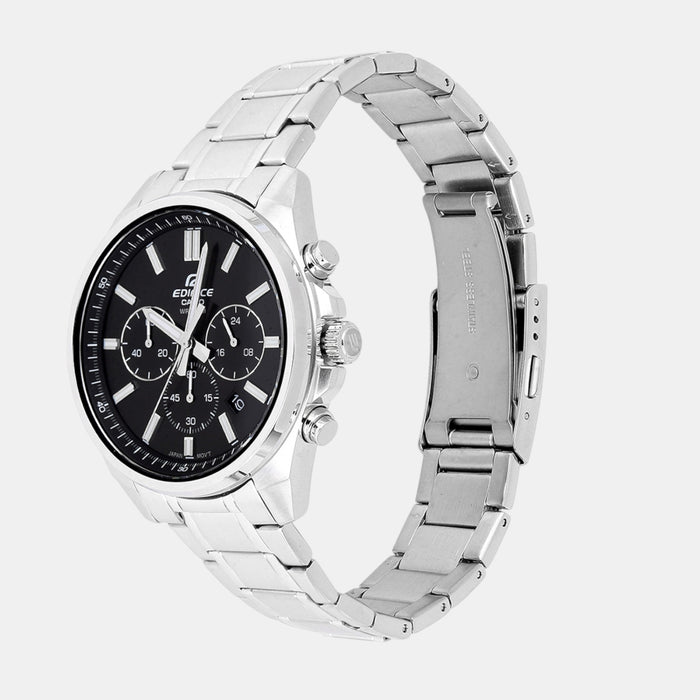 Edifice Men Quartz Black Dial Chronograph Stainless Steel Watch ED596