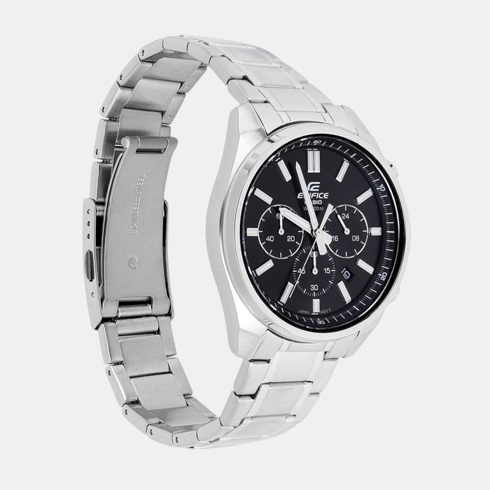 Edifice Men Quartz Black Dial Chronograph Stainless Steel Watch ED596