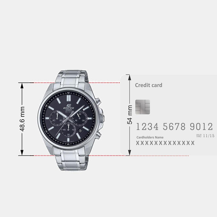 Edifice Men Quartz Black Dial Chronograph Stainless Steel Watch ED596