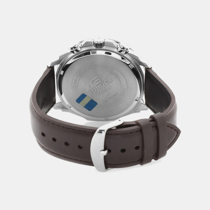 Edifice Men Quartz Brown Dial Chronograph Leather Watch EX194