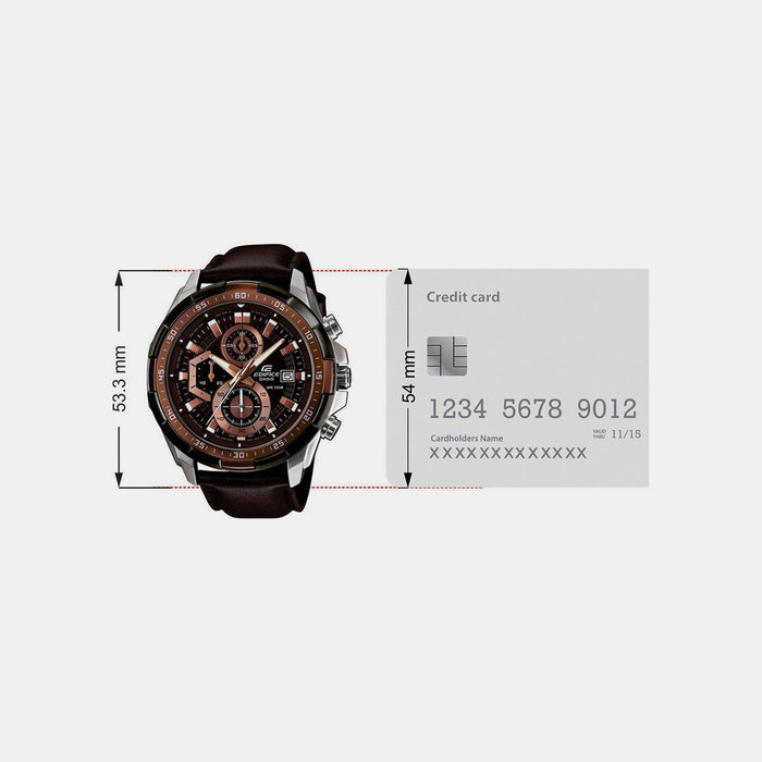 Edifice Men Quartz Brown Dial Chronograph Leather Watch EX194
