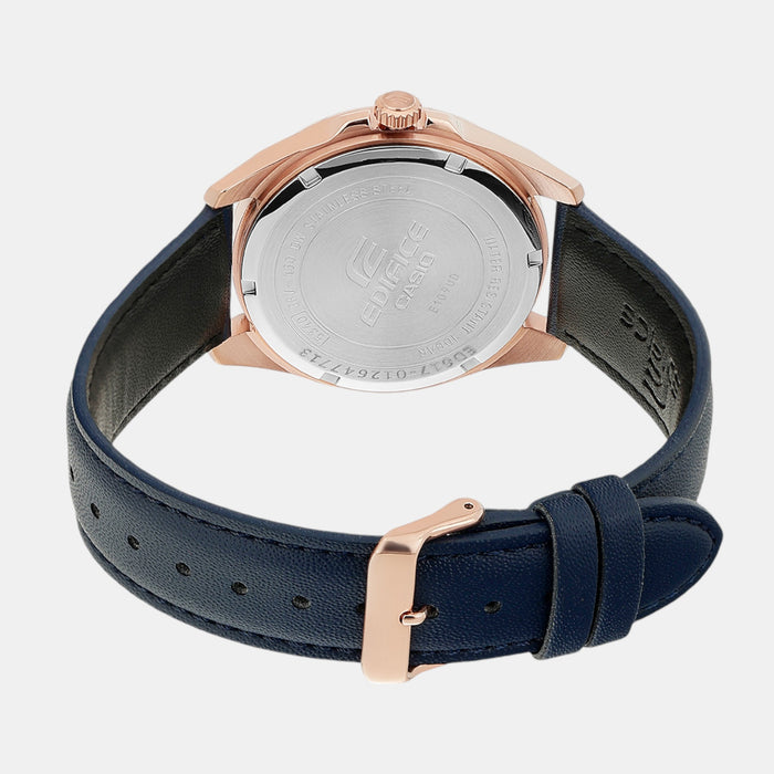 Edifice Men Quartz Navy Dial Analog Leather Watch ED617