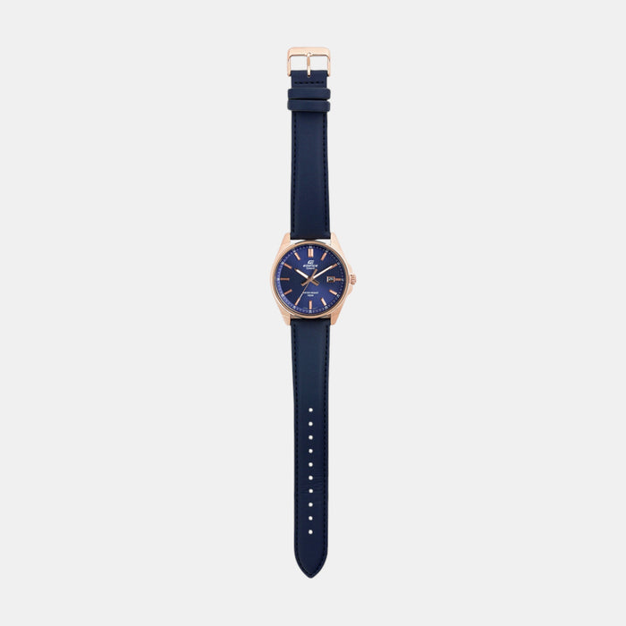 Edifice Men Quartz Navy Dial Analog Leather Watch ED617
