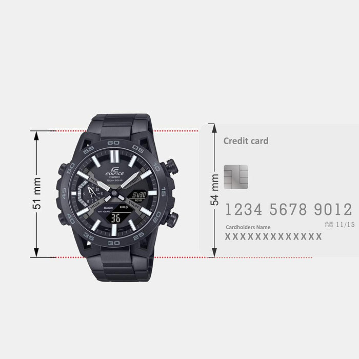 Edifice Men Solar Black Dial Analog-Digital Stainless Steel Watch ED608