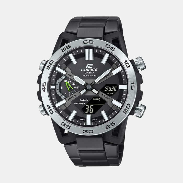 Edifice Men Solar Black Dial Analog-Digital Stainless Steel Watch ED609