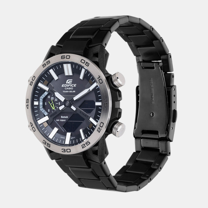 Edifice Men Solar Black Dial Analog-Digital Stainless Steel Watch ED609