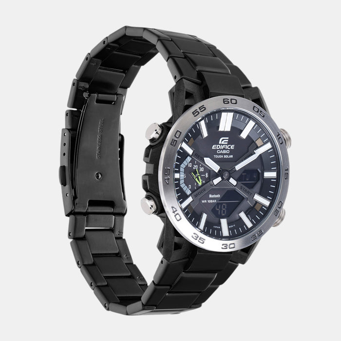 Edifice Men Solar Black Dial Analog-Digital Stainless Steel Watch ED609
