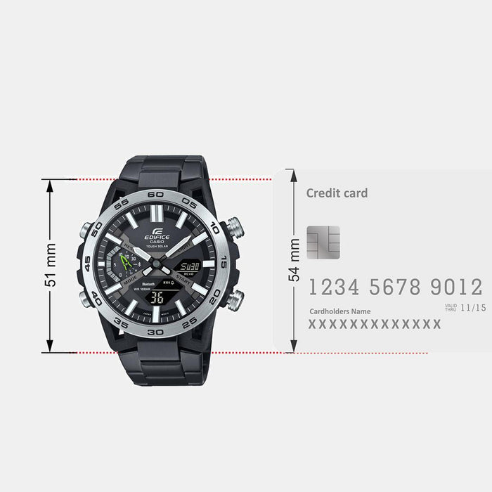 Edifice Men Solar Black Dial Analog-Digital Stainless Steel Watch ED609