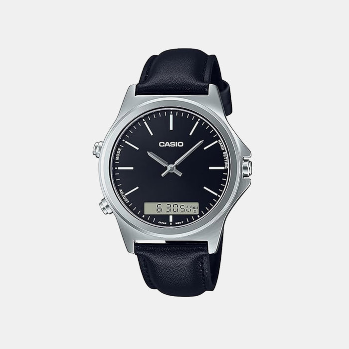 Enticer Men Quartz Black Dial Analog-Digital Leather Watch A1927
