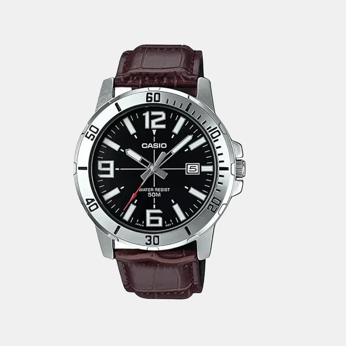 Enticer Men Quartz Black Dial Analog Leather Watch A1370